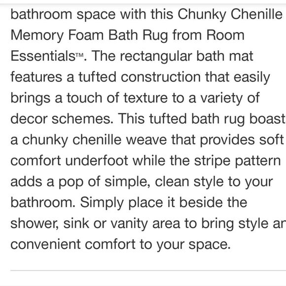Room Essentials Chunky Chenille Cushion Foam Bath Rug- Black - Picture 7 of 10